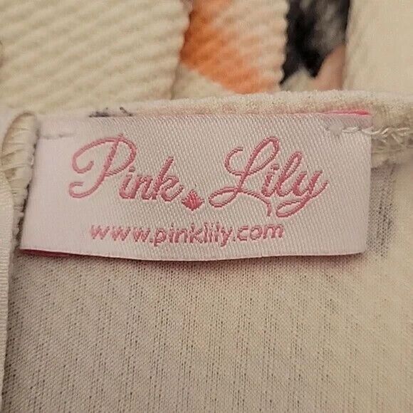 Pink Lily floral fit and flare zip up back dress, size S - Picture 5 of 6